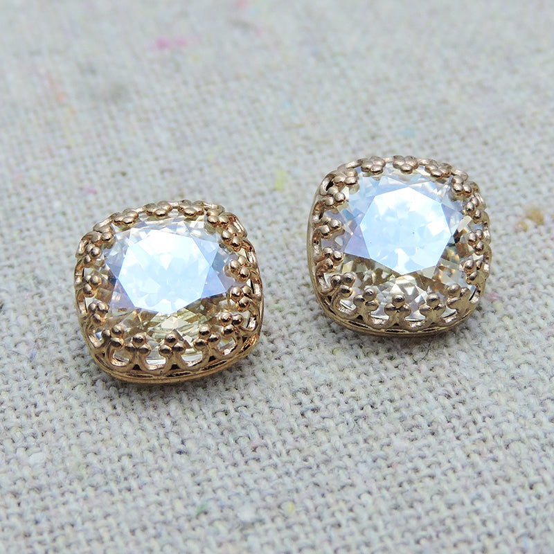 Medium Cushion Crown Post Earrings