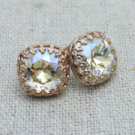 Medium Cushion Crown Post Earrings