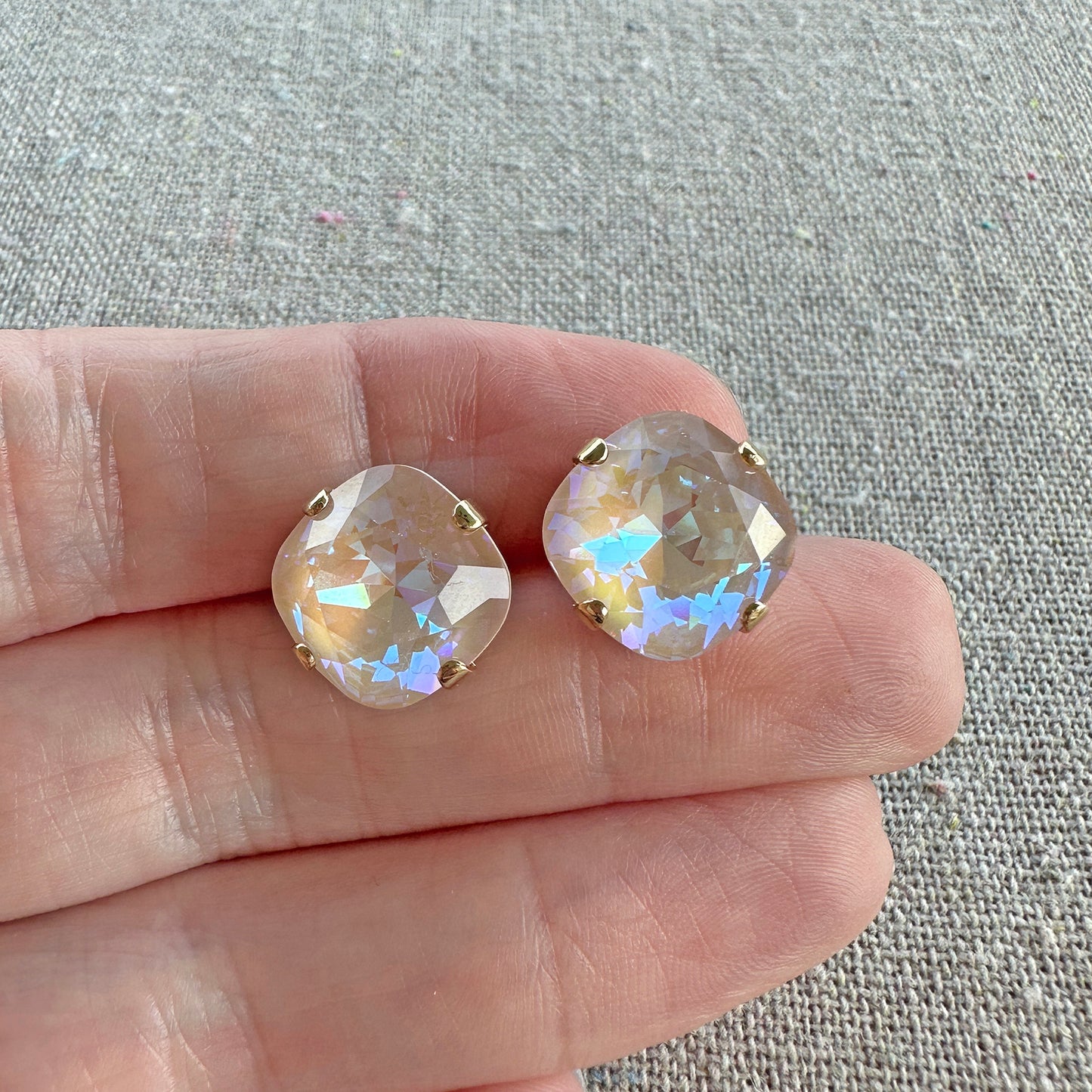 Large Cushion Post Earrings