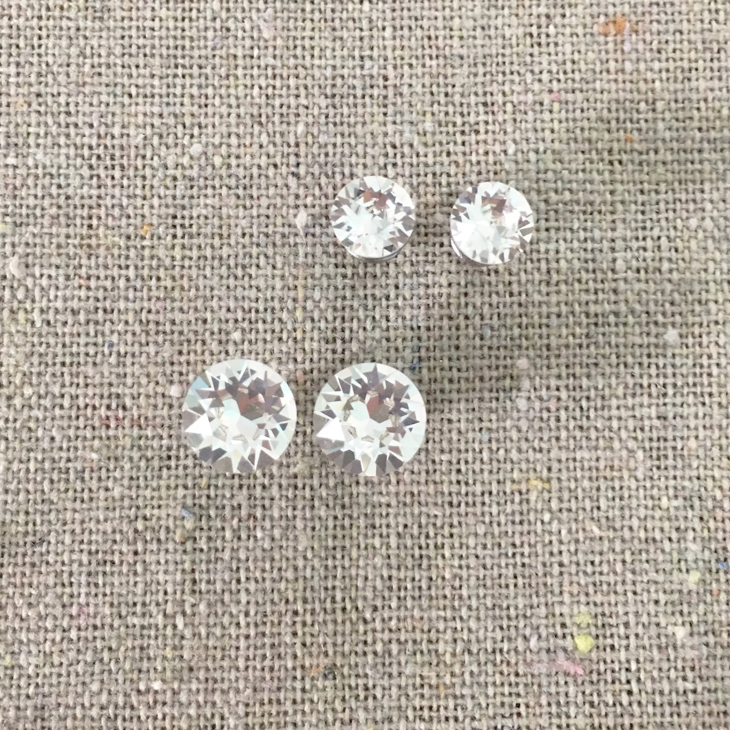 Diamante Invisible Earrings Set • 6+8mm