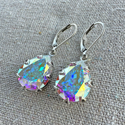 Large Pear Gothic Crown Earrings
