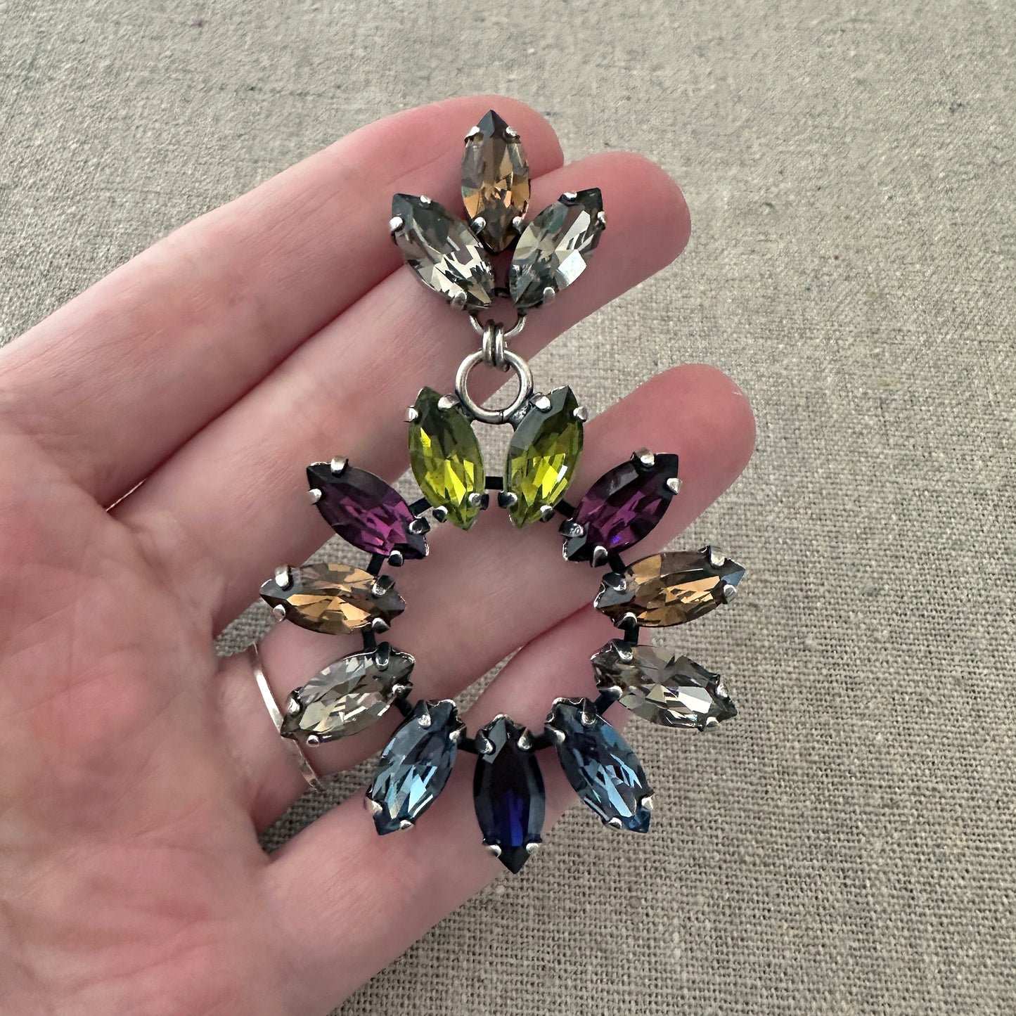 Marquise Wreath Statement Post Earrings • Earthy Jeweltone