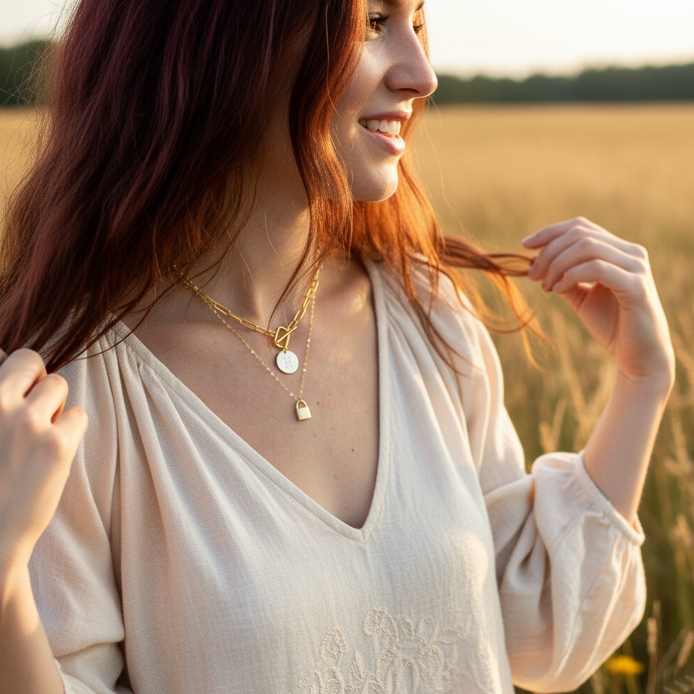 Mini Padlock Initial Necklace