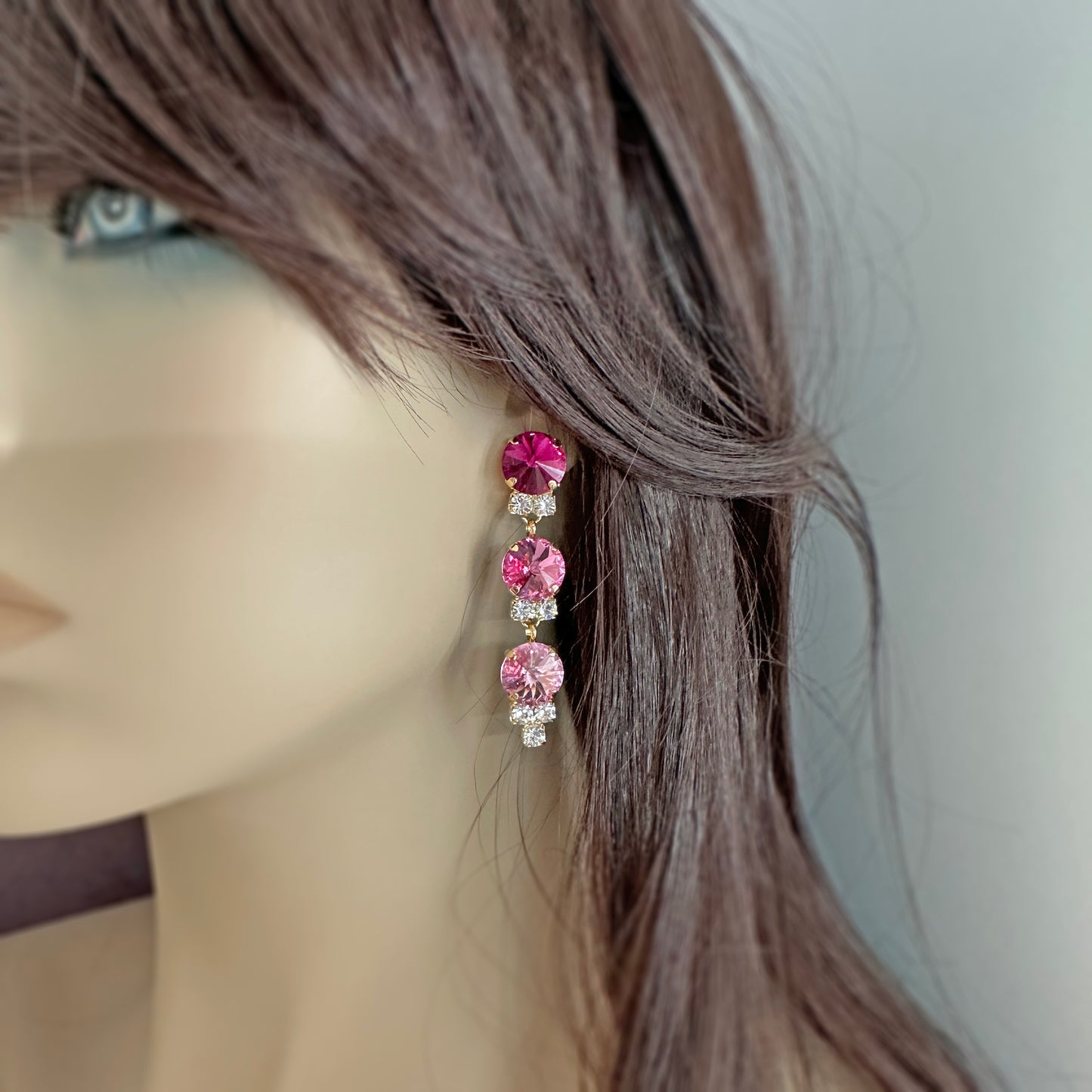 Rivoli Stiletto Post Earrings • Pink Ombre