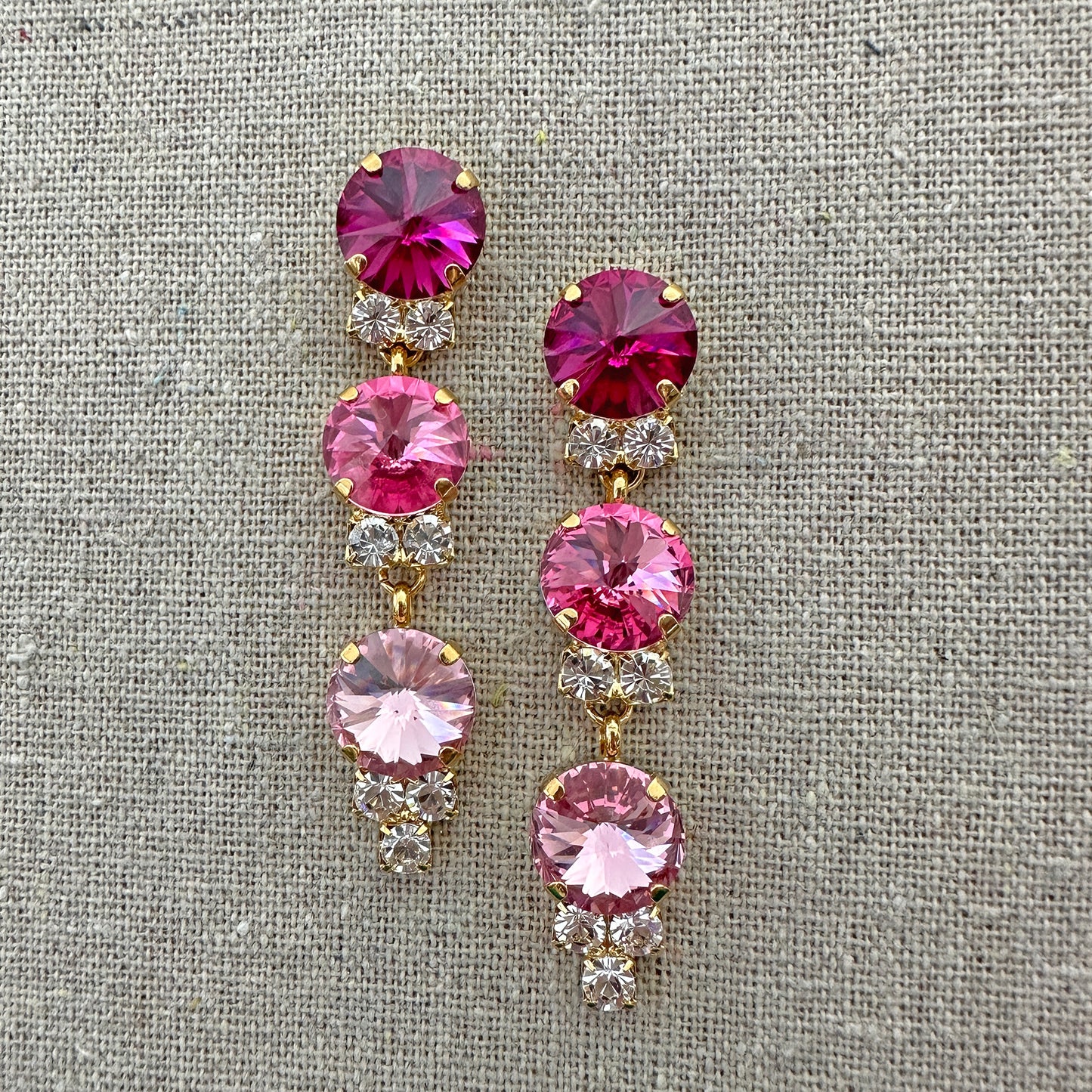 Rivoli Stiletto Post Earrings • Pink Ombre