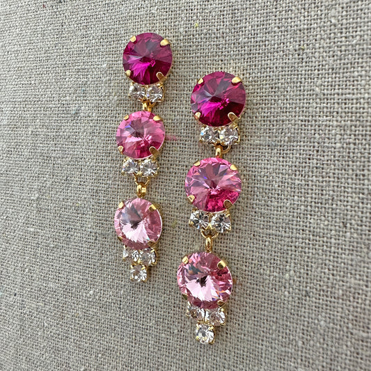 Rivoli Stiletto Post Earrings • Pink Ombre