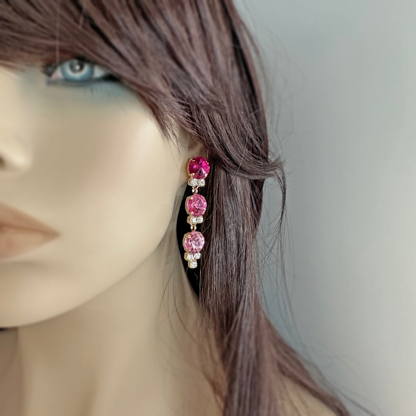 Rivoli Stiletto Post Earrings • Pink Ombre