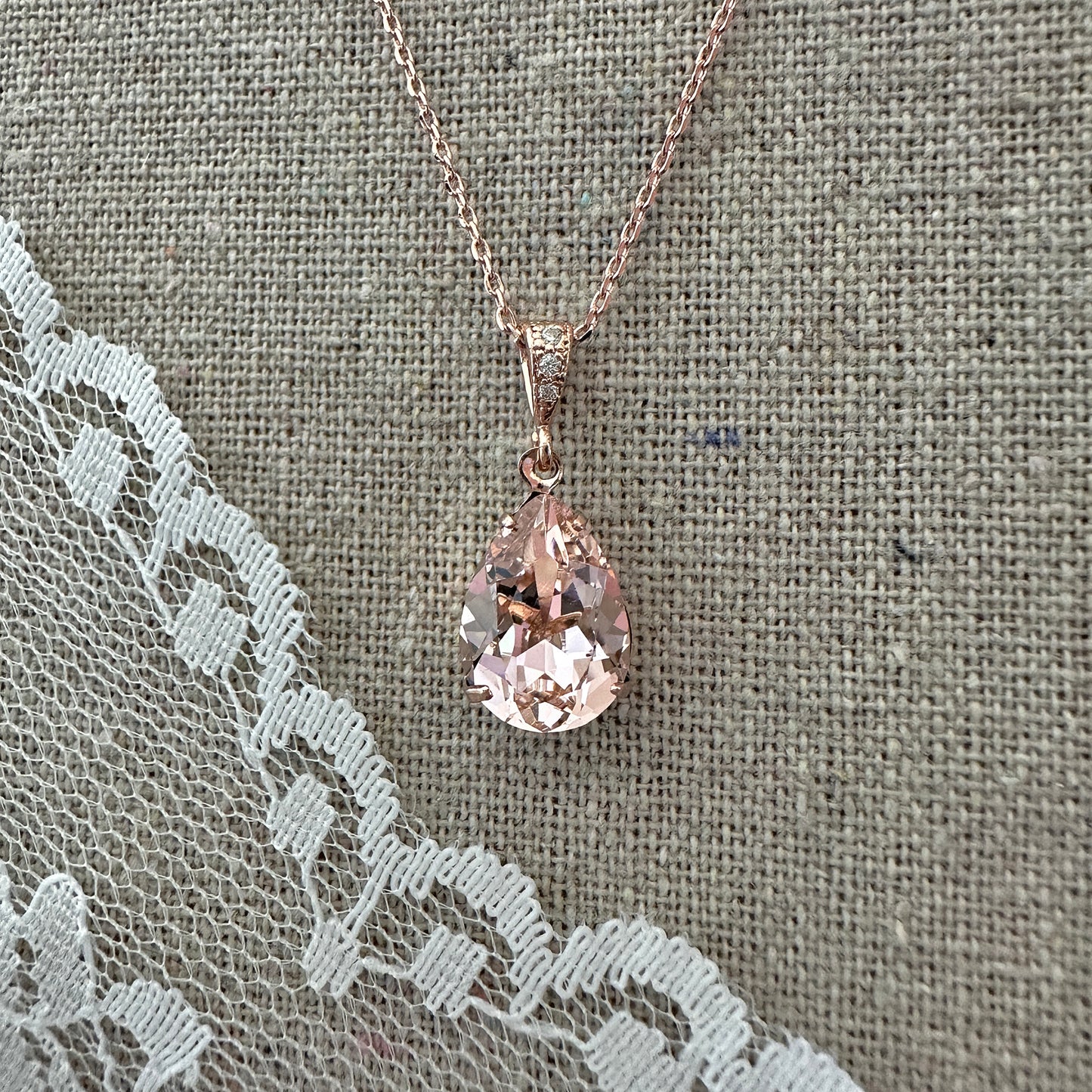Pear Pavé Necklace • Medium