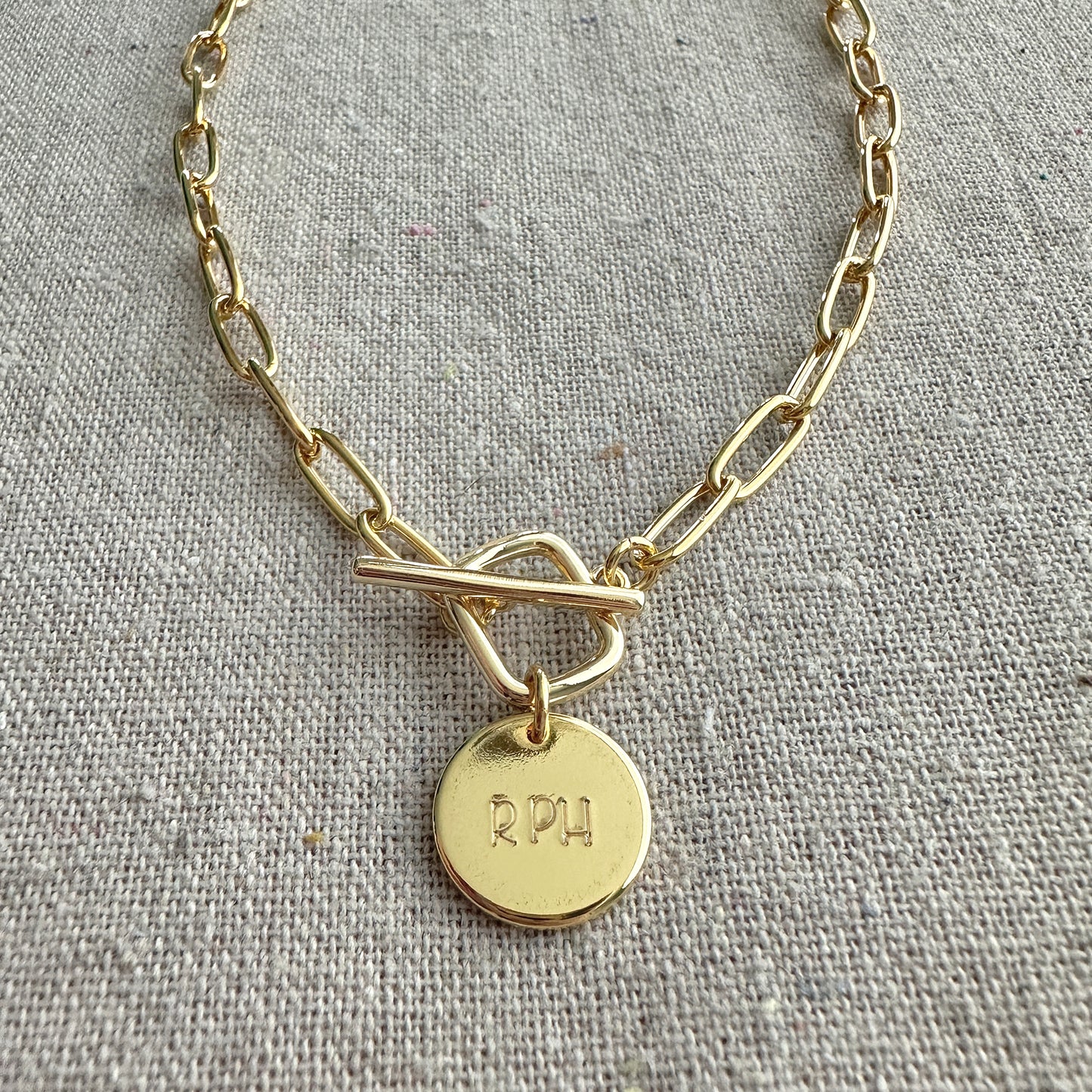 Chunky Paperclip Toggle Monogram Necklace