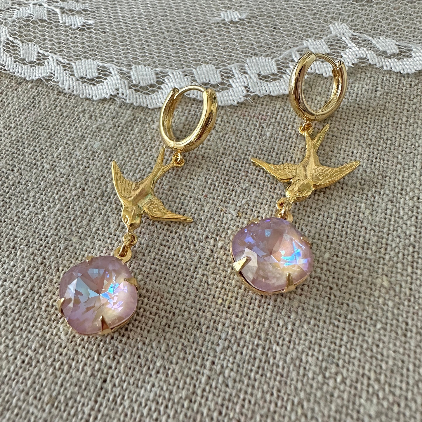 Swooping Swallows Huggie Hoop Earrings