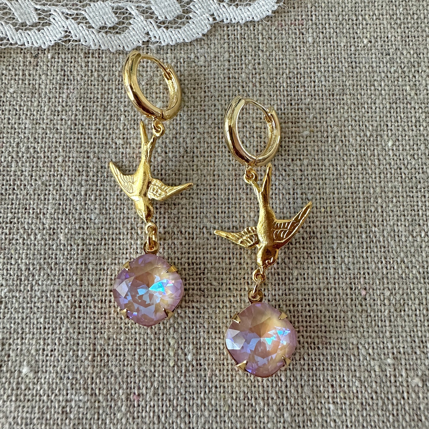 Swooping Swallows Huggie Hoop Earrings