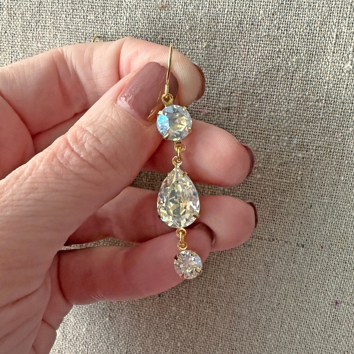 Pear Diamante Dangling Earrings