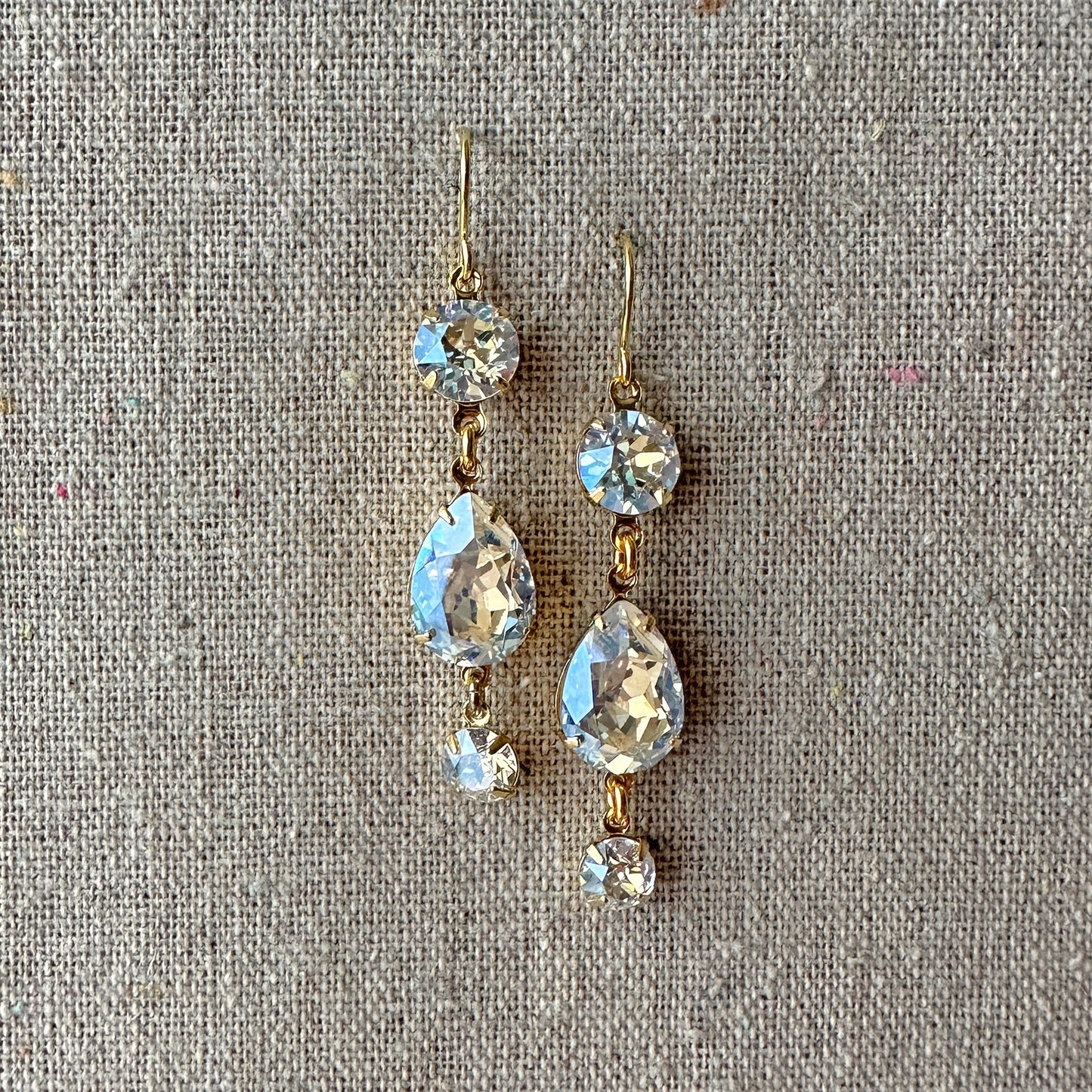 Pear Diamante Dangling Earrings