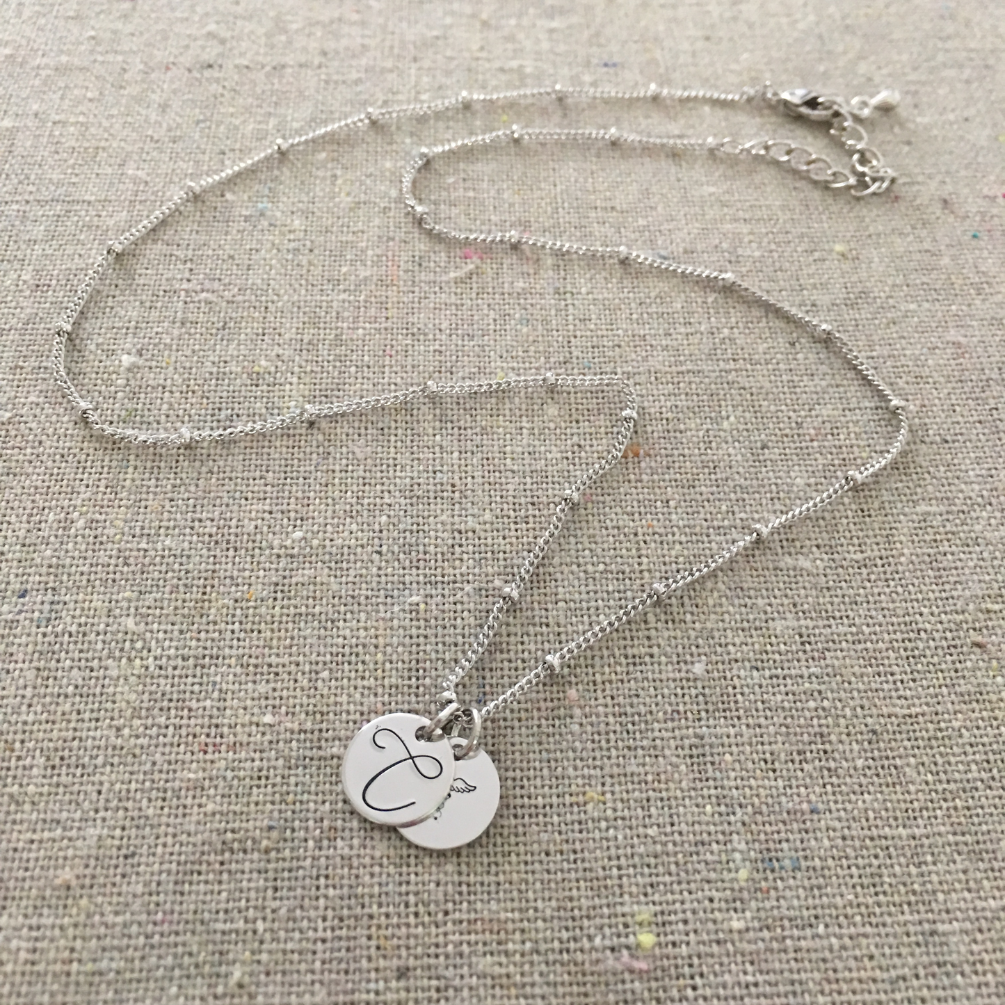 Monogram & Caduceus Coin Charm Necklace