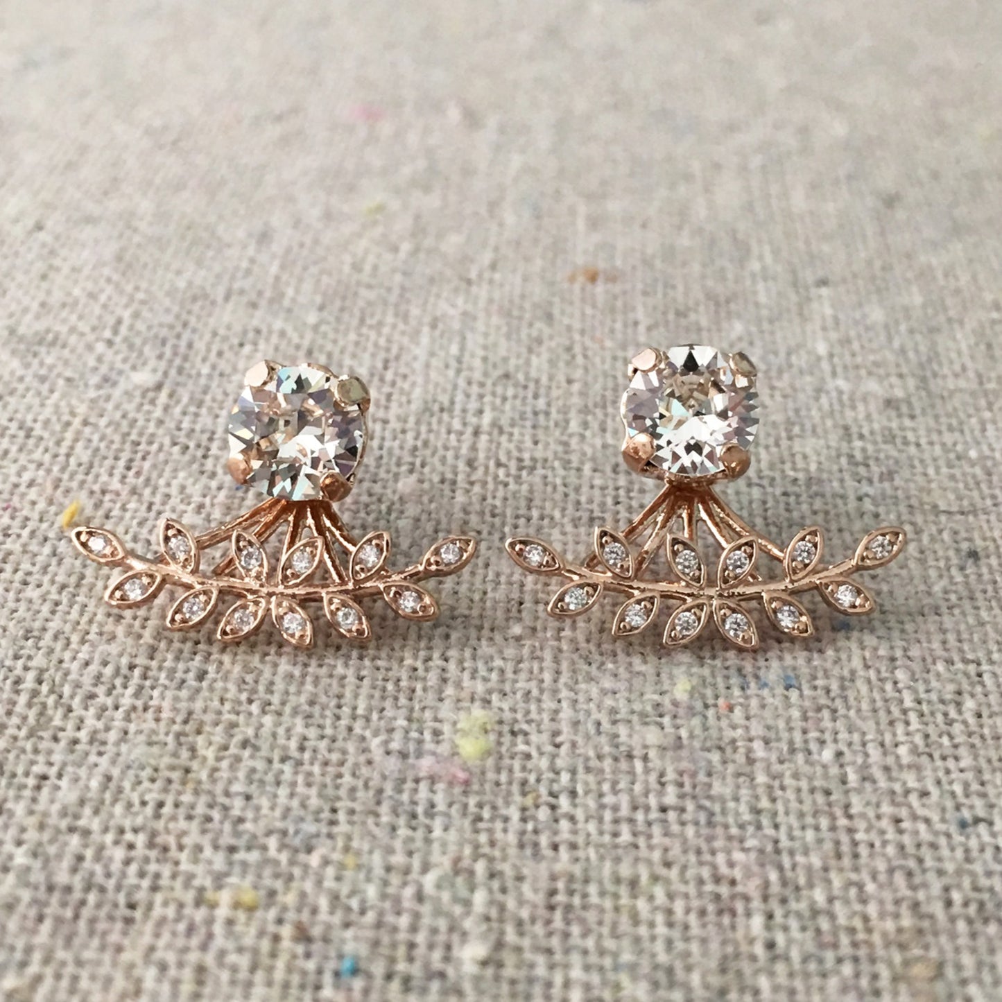 Diamante Laurel Ear Jacket Post Earrings