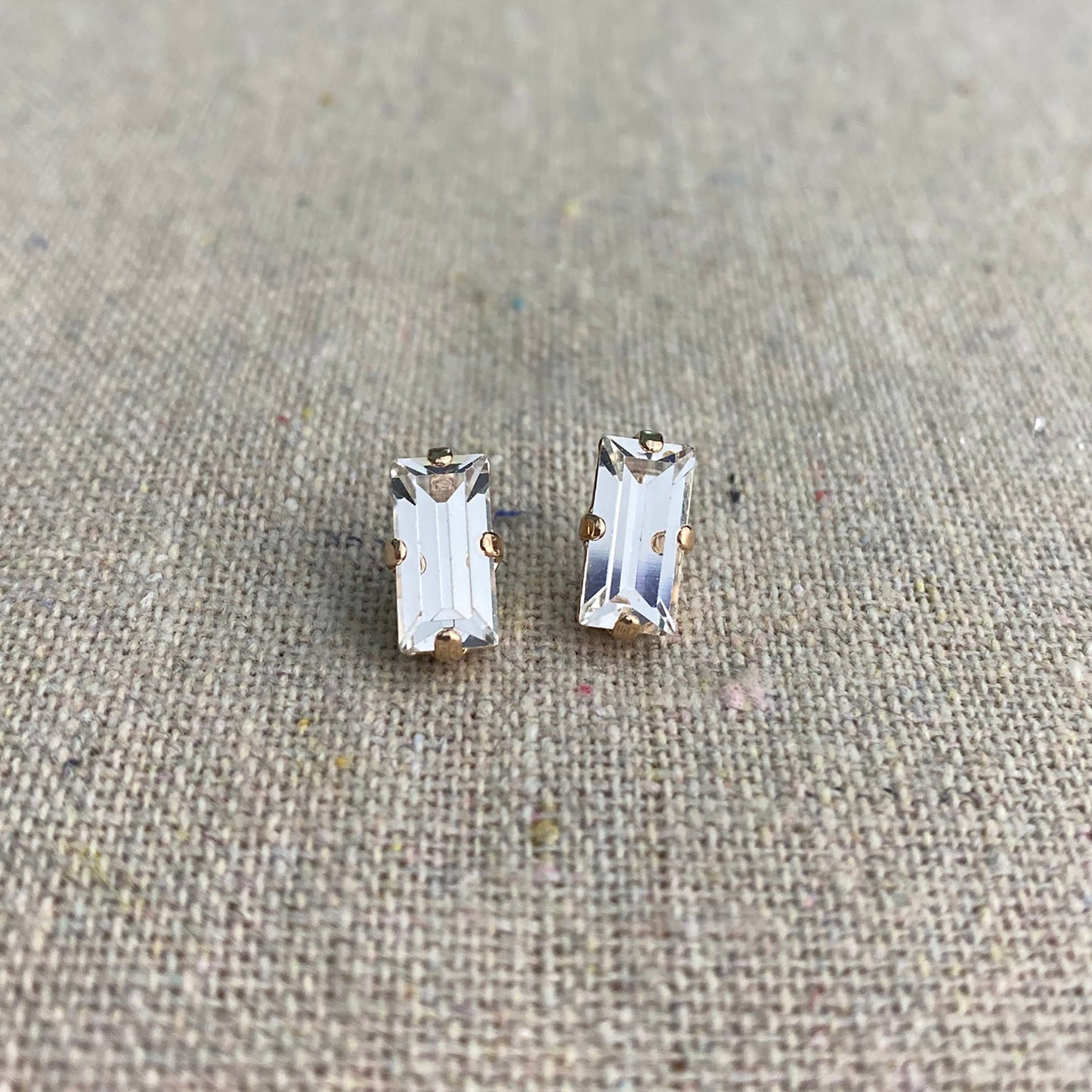 Baguette Vertical Bar Post Earrings