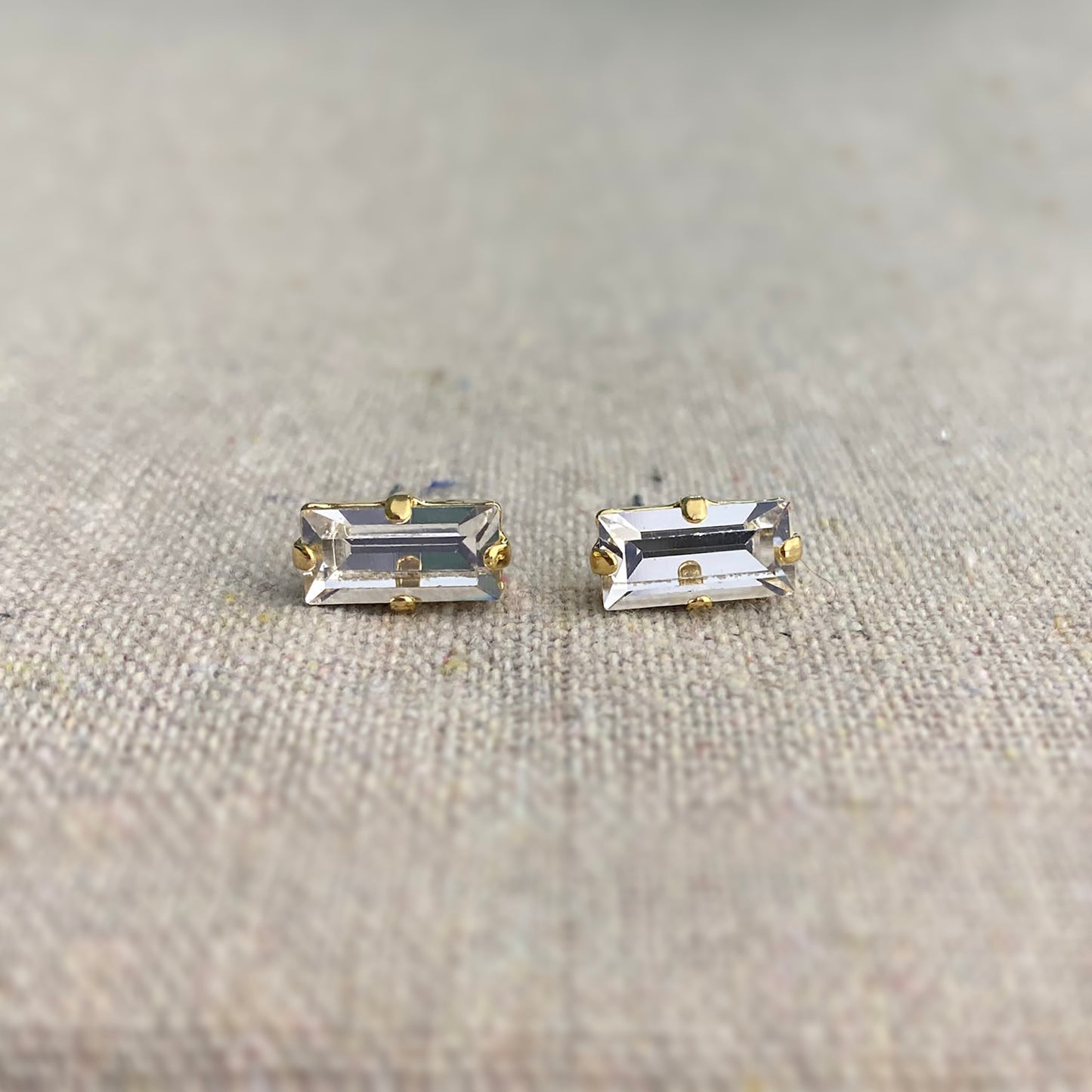 Baguette Vertical Bar Post Earrings