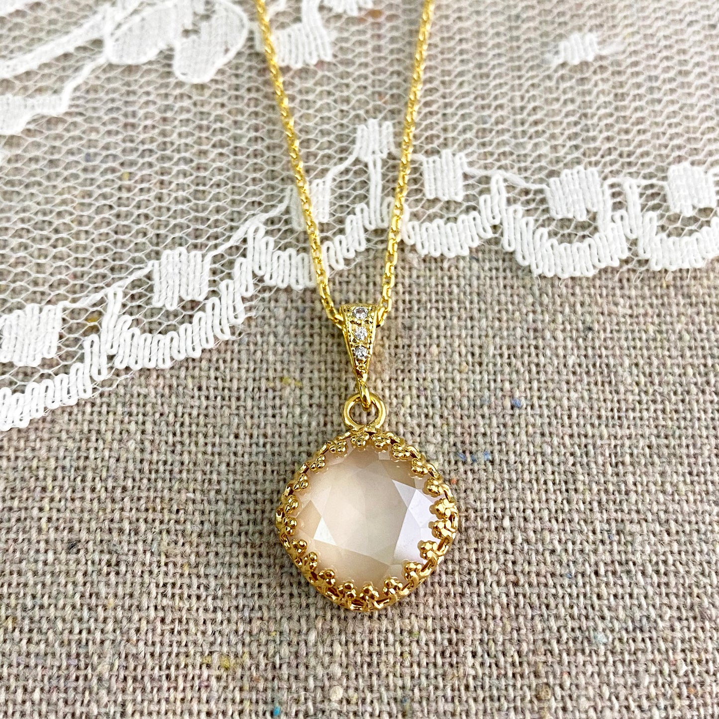 Large Cushion Crown Pavé Necklace
