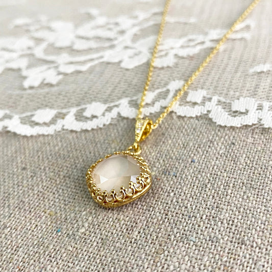 Large Cushion Crown Pavé Necklace