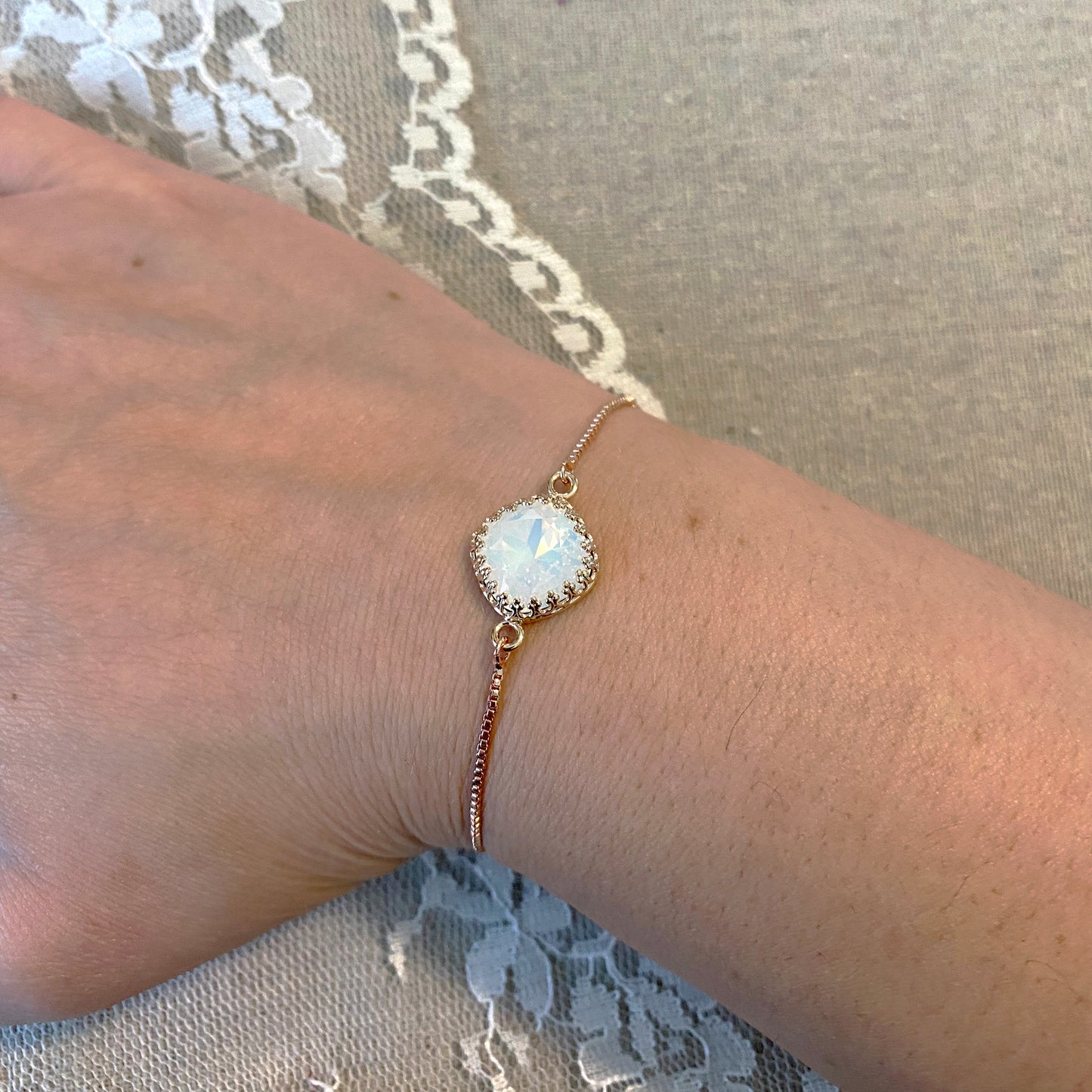 Large Cushion Crown Pavé Dangling Earrings, Necklace & Bracelet Set