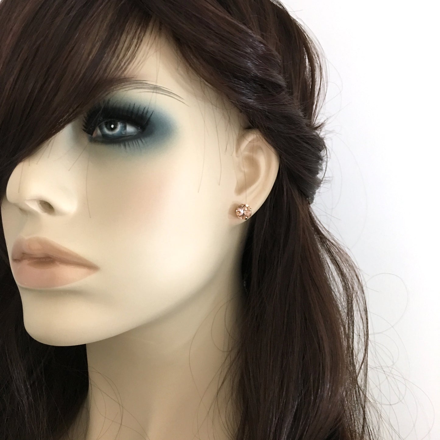 Swarovski Crystal Morganite Cushion Post Earrings