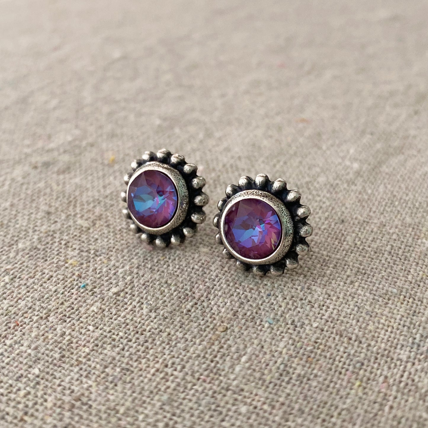Diamante Beaded Post Earrings • 8mm