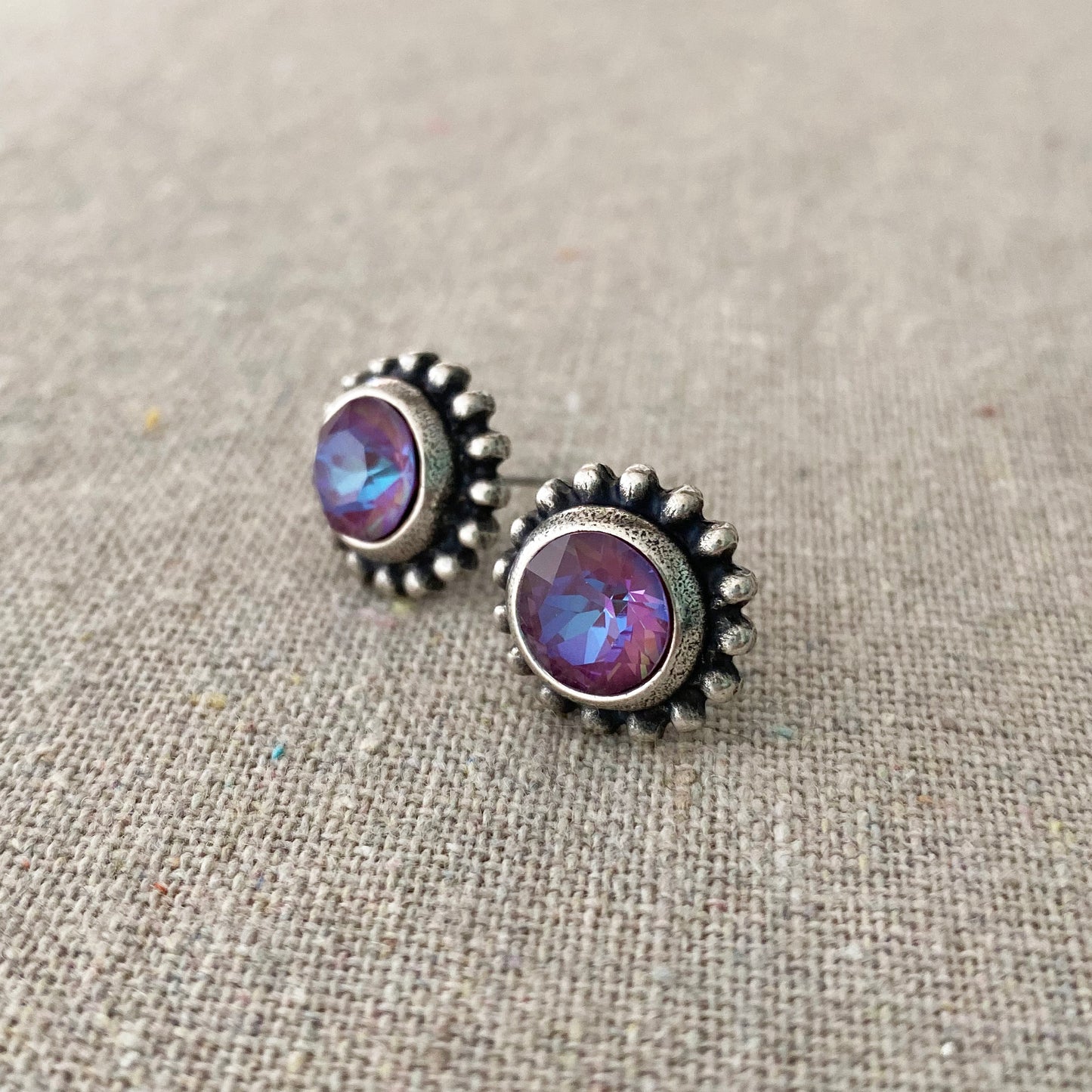 Diamante Beaded Post Earrings • 8mm