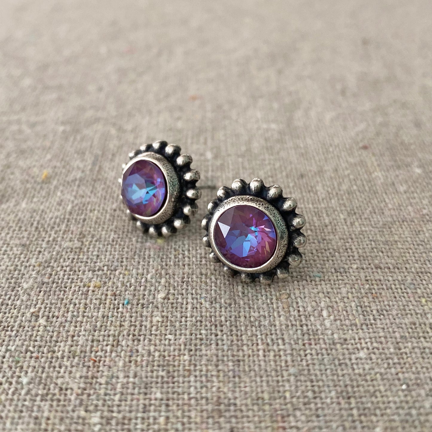 Diamante Beaded Post Earrings • 8mm