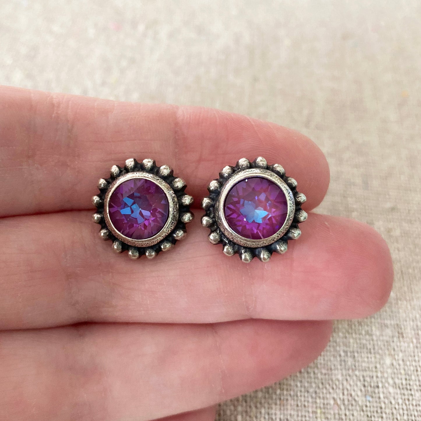 Diamante Beaded Post Earrings • 8mm