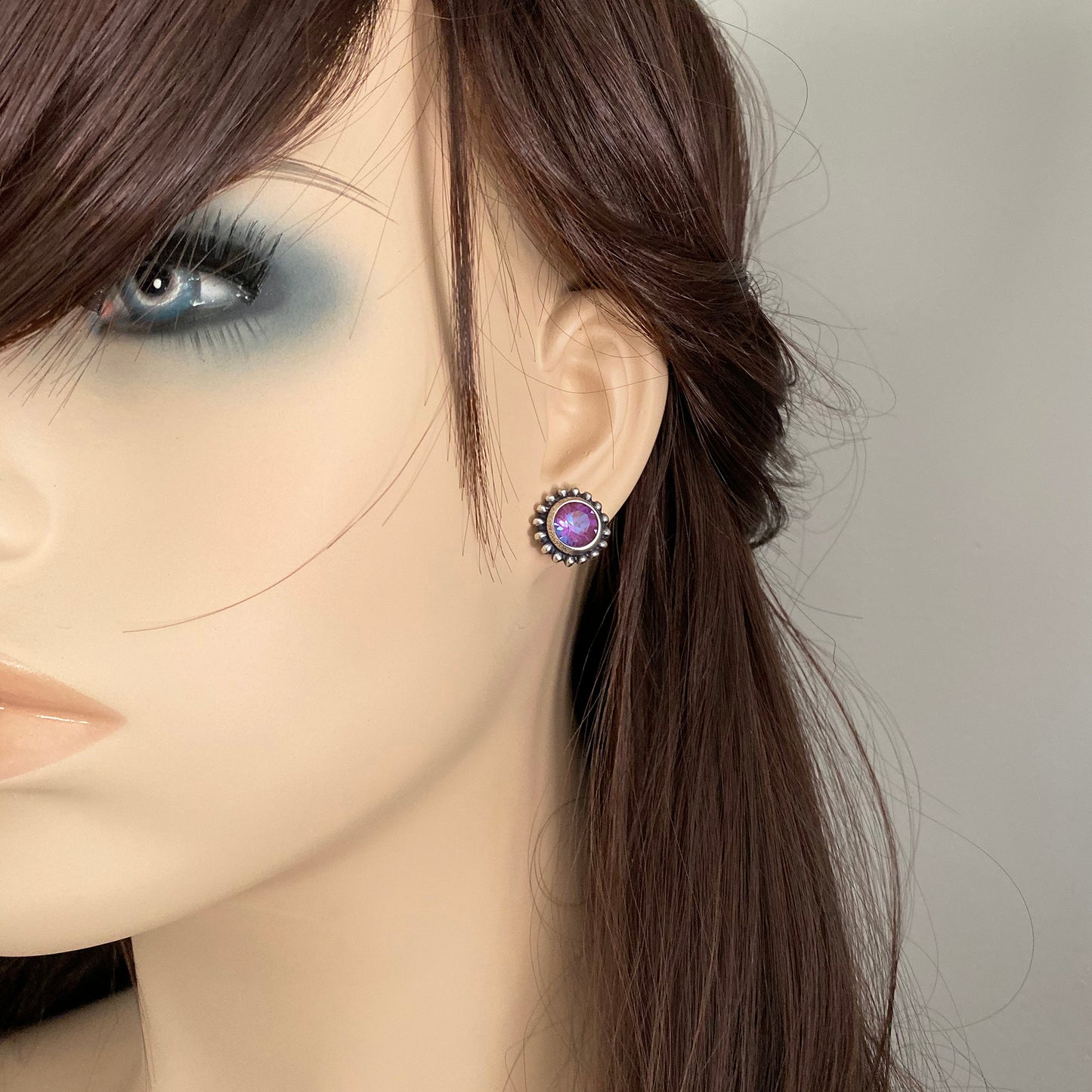 Diamante Beaded Post Earrings • 8mm