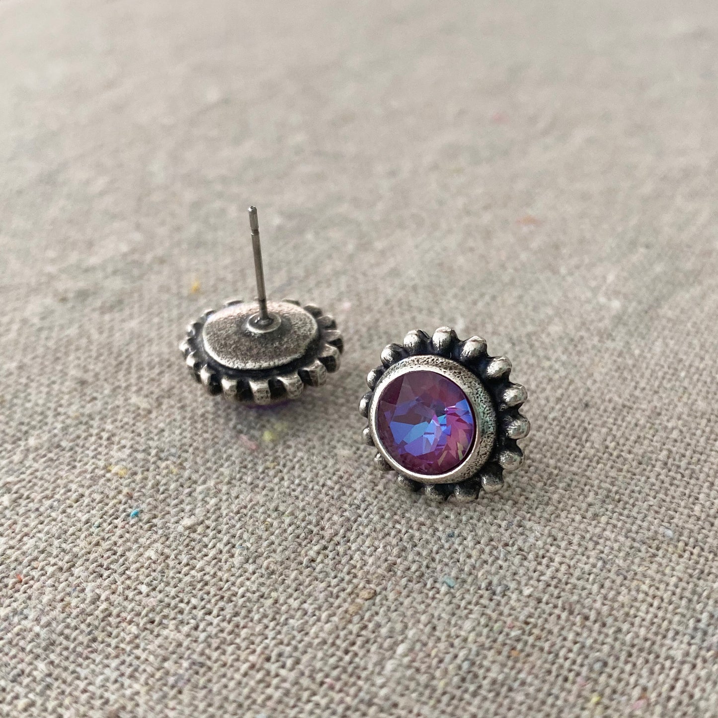 Diamante Beaded Post Earrings • 8mm