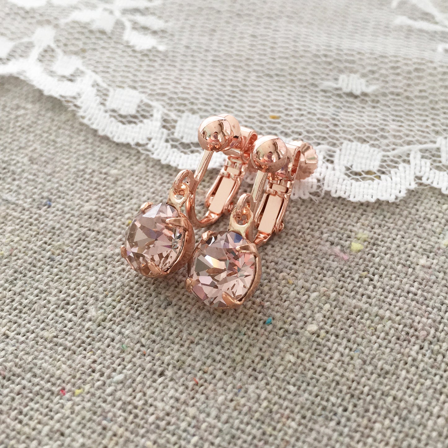 Diamante Dangling Clip-On Earrings