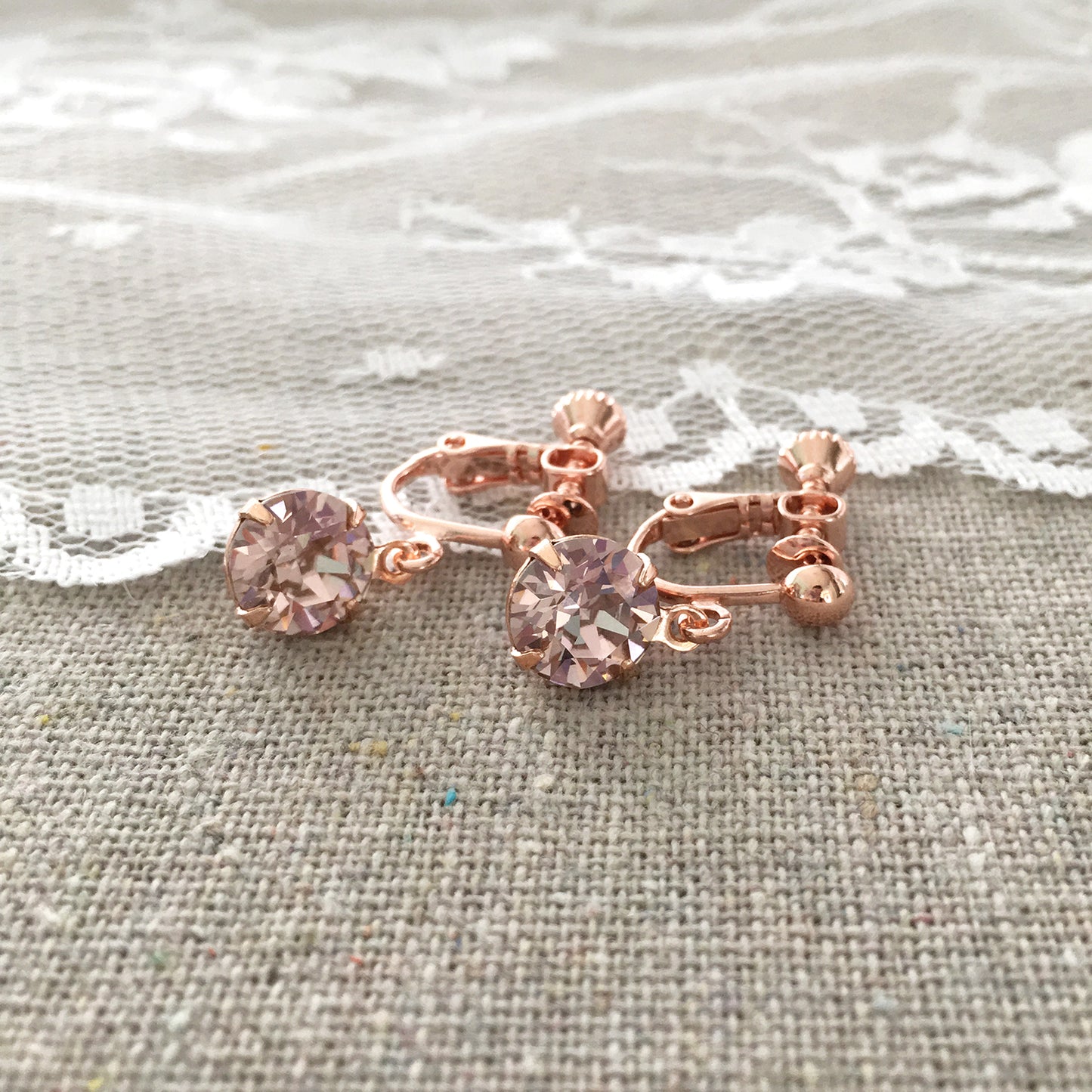 Diamante Dangling Clip-On Earrings