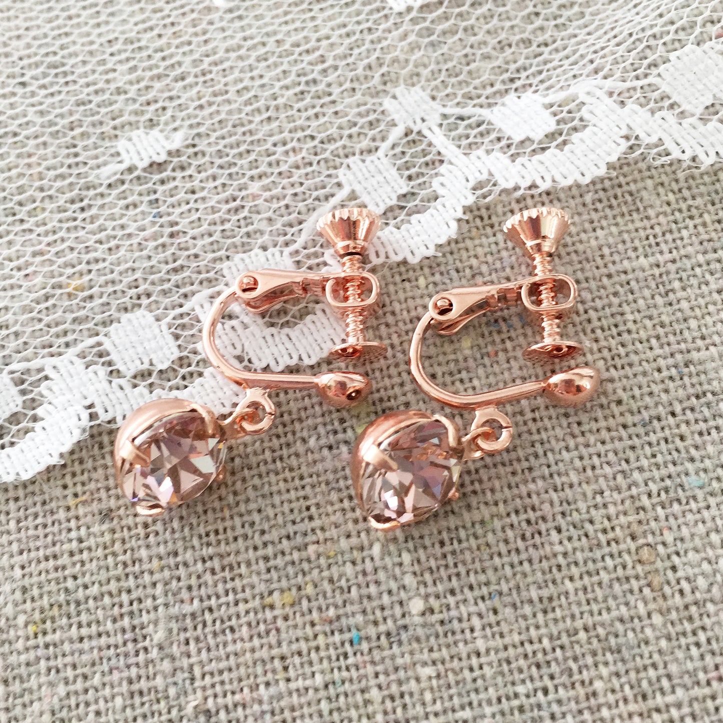 Diamante Dangling Clip-On Earrings