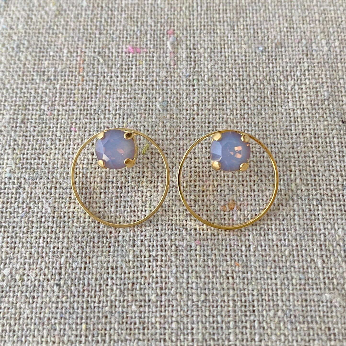 Diamante Hoop Post Earrings • 6mm