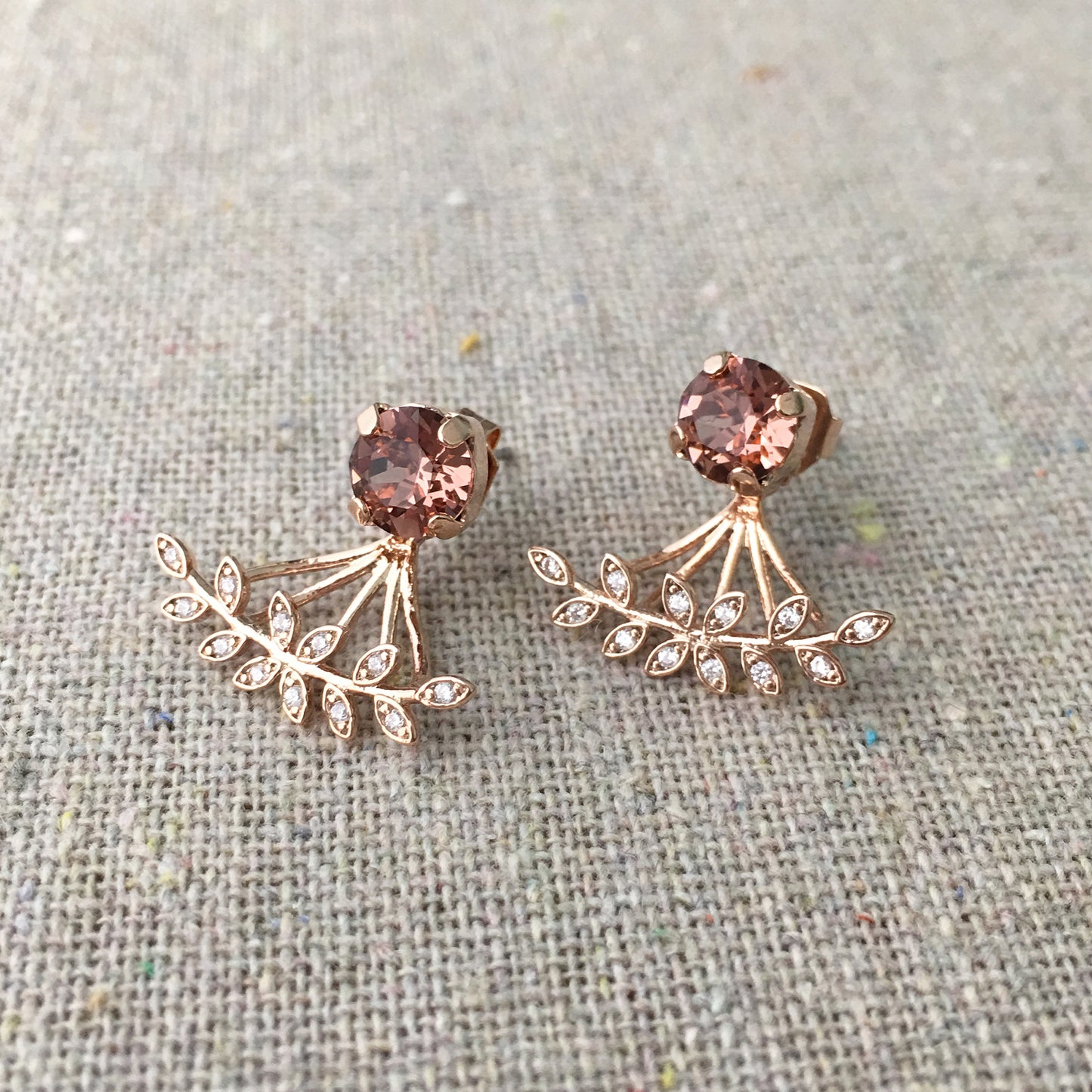 Diamante Laurel Ear Jacket Post Earrings