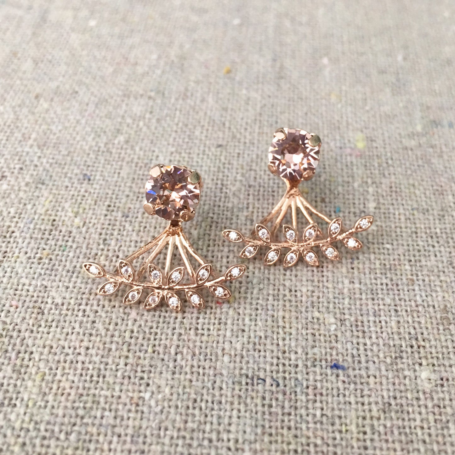 Diamante Laurel Ear Jacket Post Earrings
