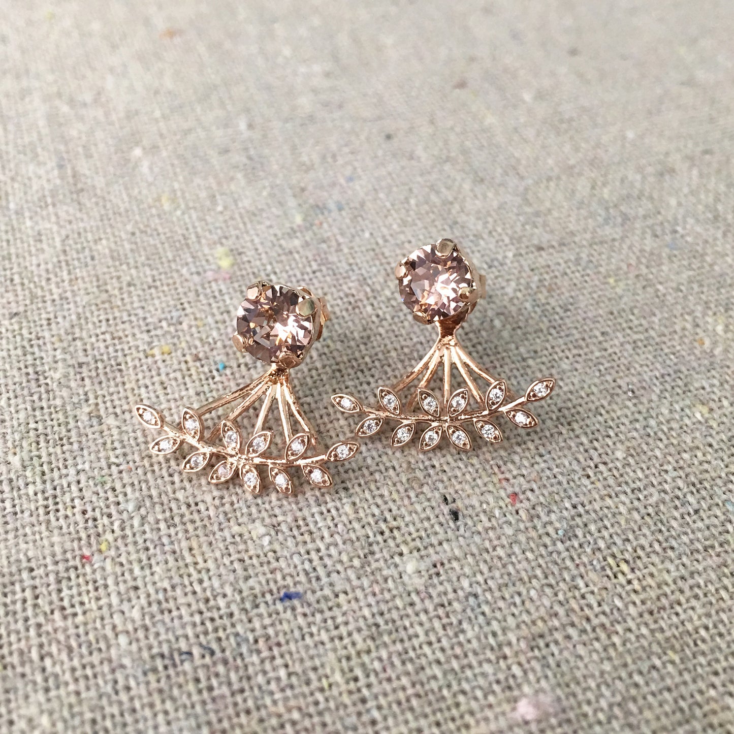 Diamante Laurel Ear Jacket Post Earrings