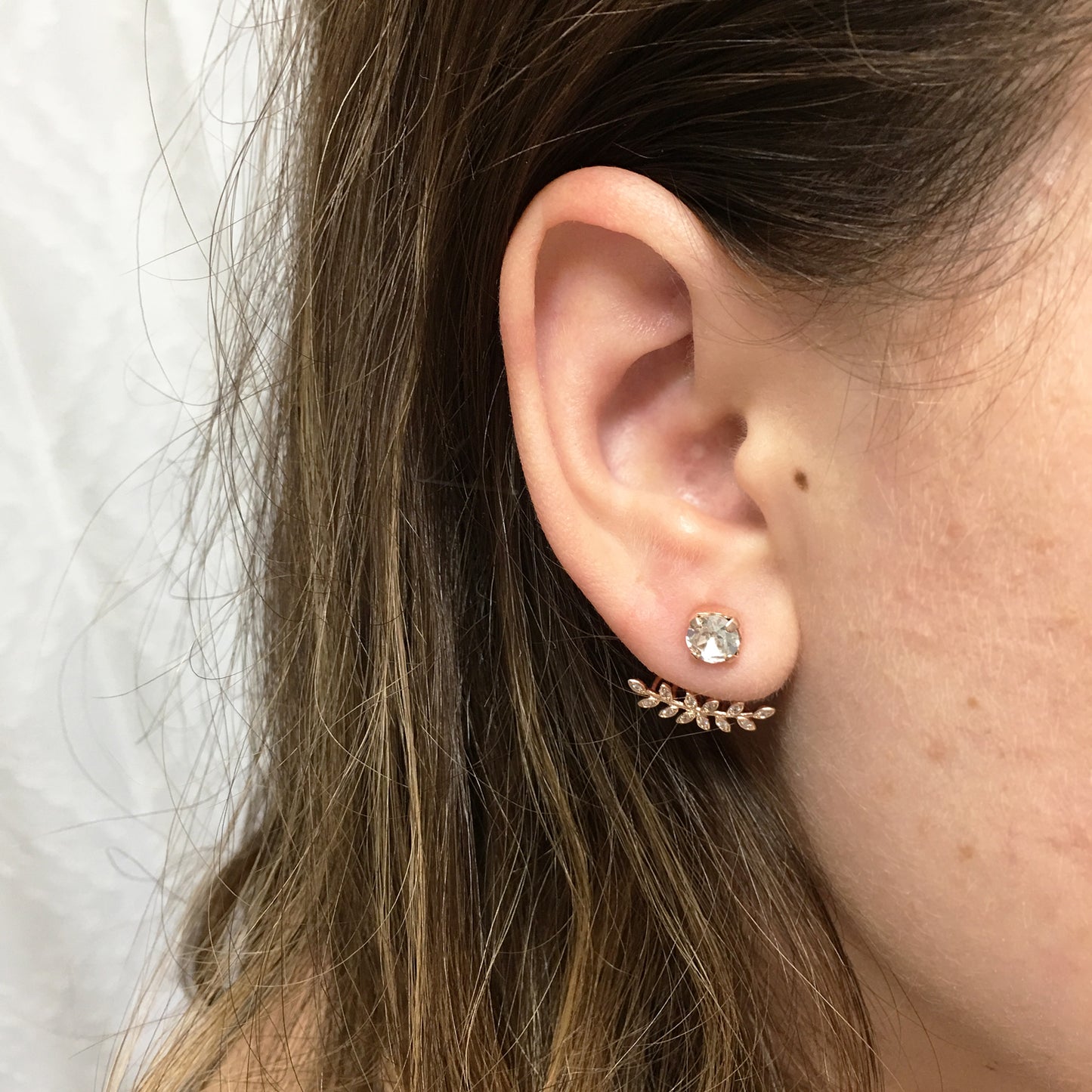 Diamante Laurel Ear Jacket Post Earrings