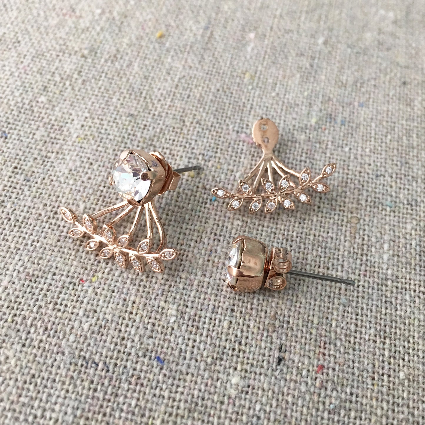 Diamante Laurel Ear Jacket Post Earrings