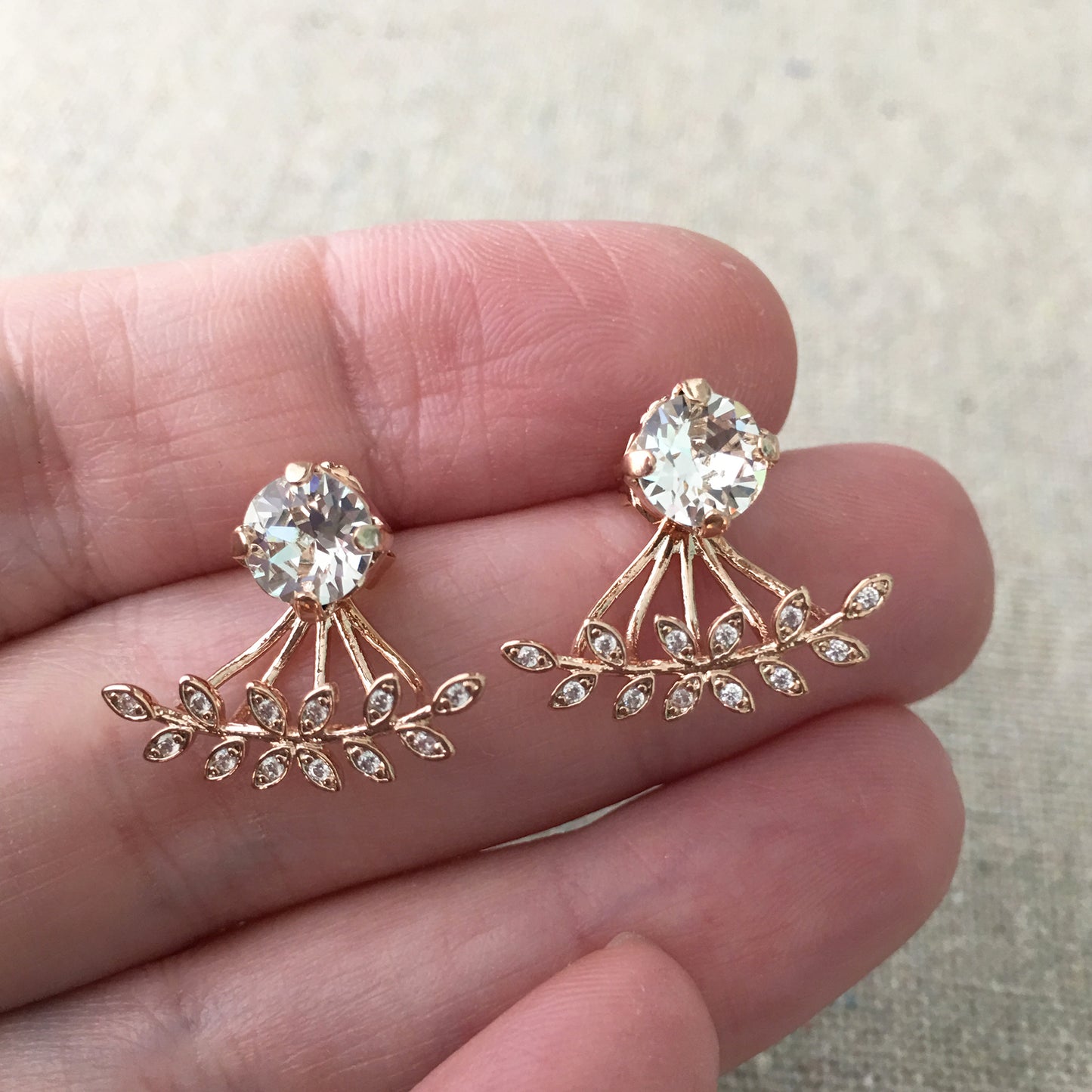 Diamante Laurel Ear Jacket Post Earrings