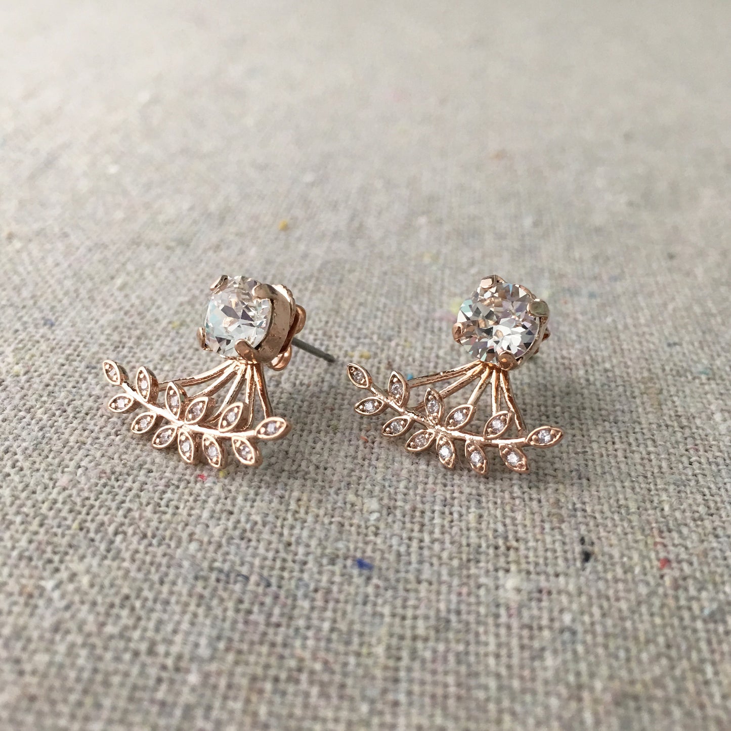 Diamante Laurel Ear Jacket Post Earrings