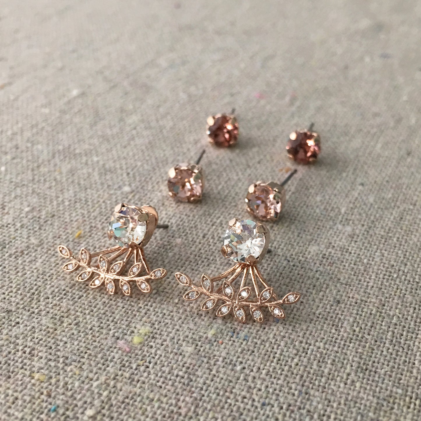 Diamante Laurel Ear Jacket Post Earrings