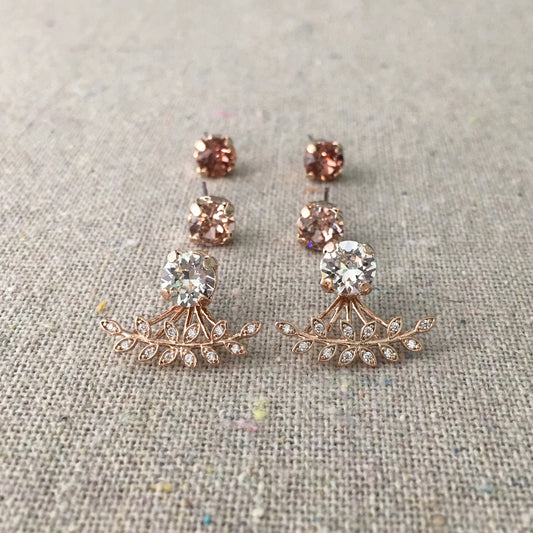 Diamante Laurel Ear Jacket Post Earrings