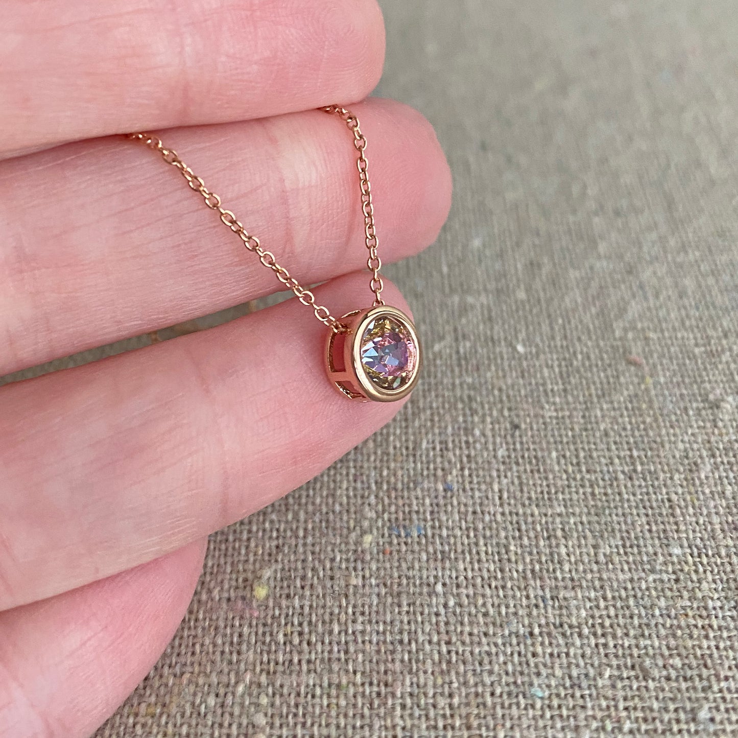 Diamante Slider Pendant Necklace • 6mm