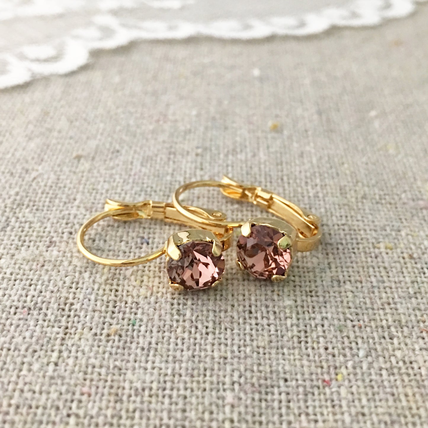 Small Diamante Leverback Earrings