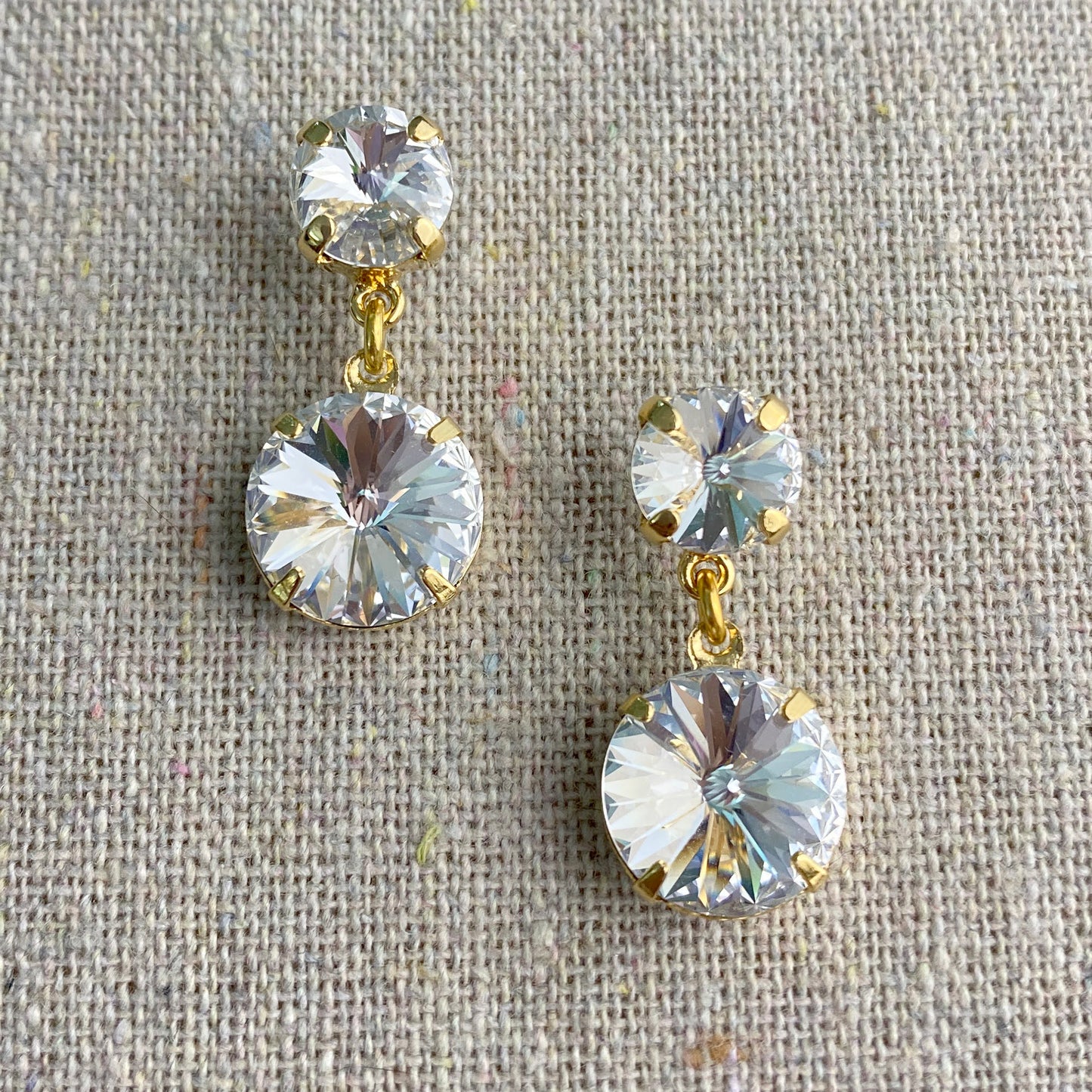 Double Rivoli Post Drop Earrings