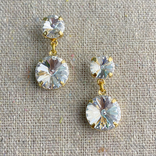 Double Rivoli Post Drop Earrings