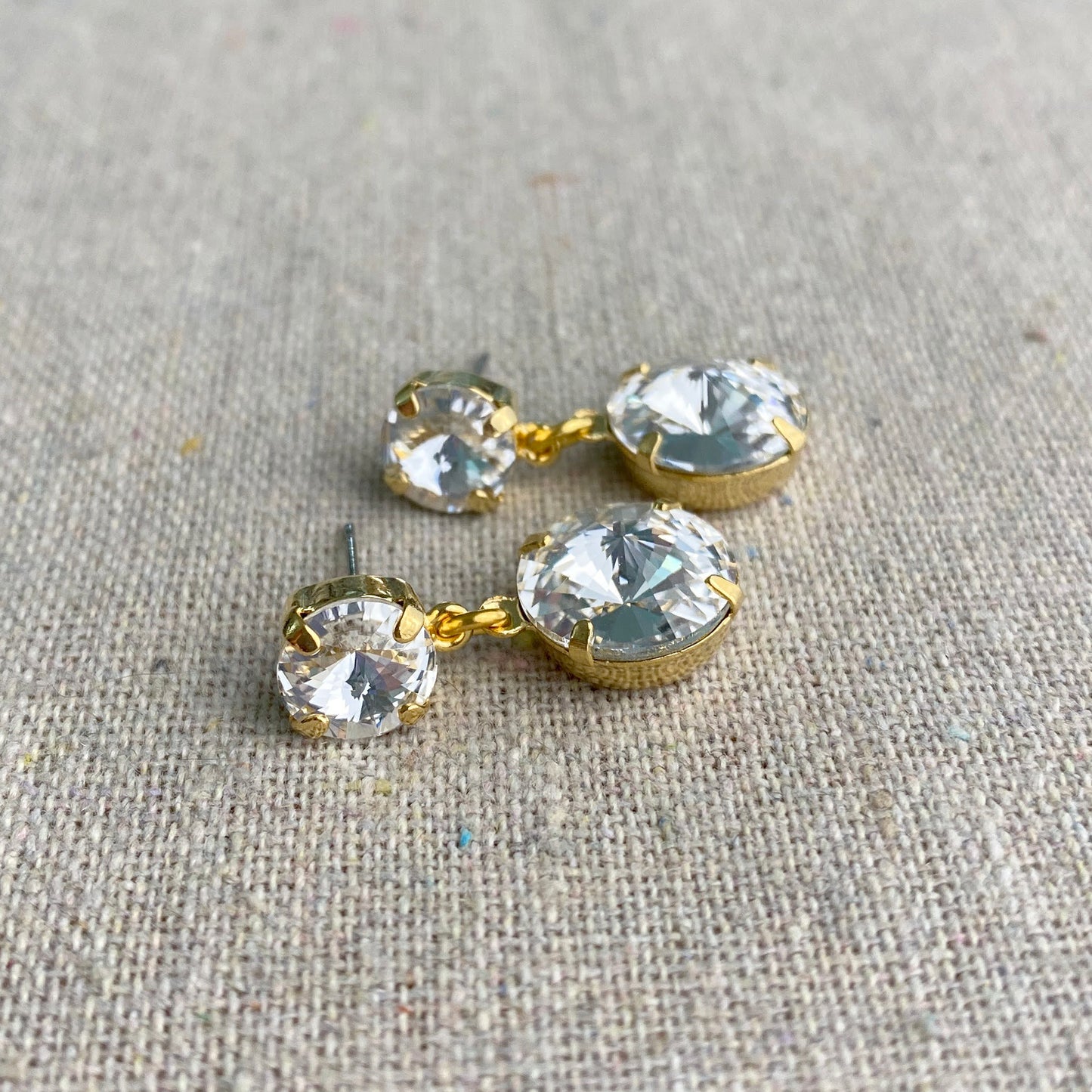 Double Rivoli Post Drop Earrings