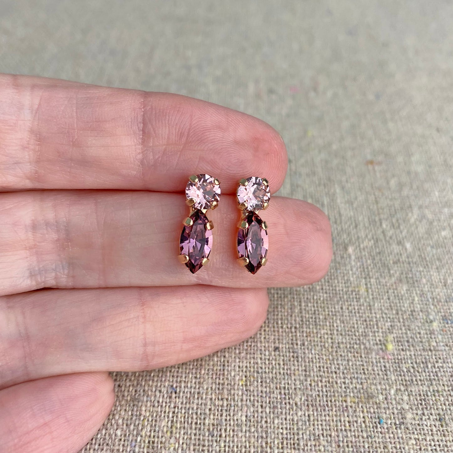 Doubled Up Diamante Marquise Bar Post Earrings